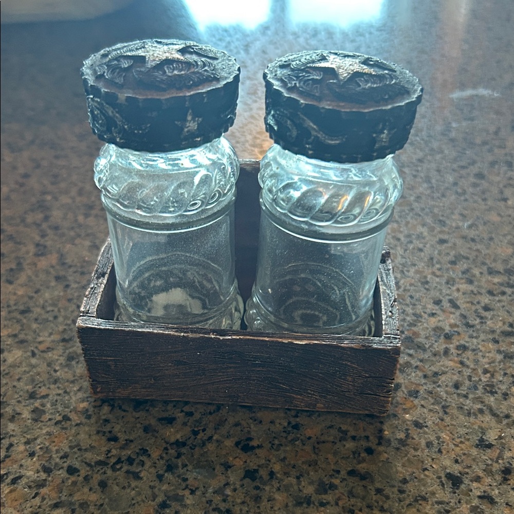 Rustic Glass Salt and Pepper Shaker Set